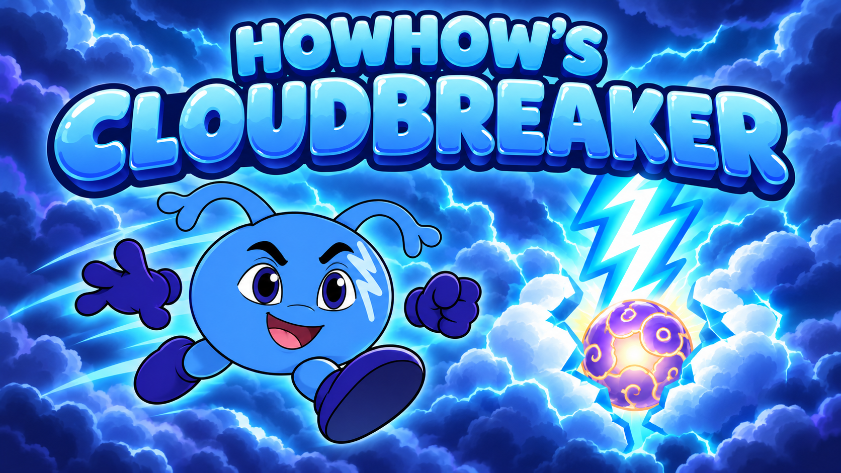 Howhow’s Cloudbreaker card art with Howhow, a lightning bolt and a Cloudcore